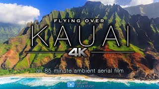 FLYING OVER KAUAI 4K Hawaiis Garden Island  Ambient Aerial Film  Music for Stress Relief 15HR [upl. by Eiveneg]