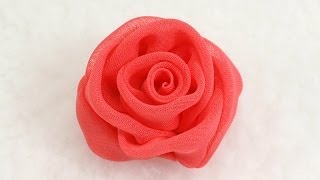 DIY How to make Chiffon Rose Tutorial DIY Chiffon Rose Bud [upl. by Verity]