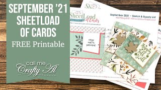 September 2021 SheetLoad of Cards  Debut amp FREE Printable  1 Sketch 8 Cards [upl. by Bernadette86]