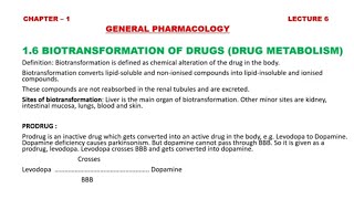 PharmacologyChapter 1General pharmacologyLecture 6Biotrasformation of drugMetabolism ofdrug [upl. by Emmye663]