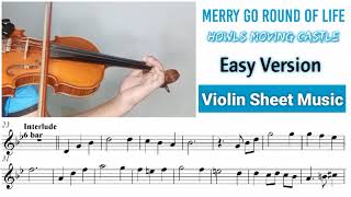 Free Sheet Howls Moving Castle Theme Merry Go Round Of Life  Violin Cover With Sheet Music [upl. by Gall]