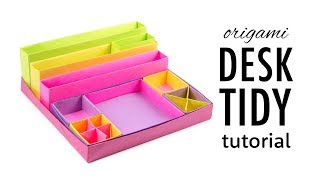 Origami Desk Organizer Boxes Tutorial  DIY  Paper Kawaii [upl. by Acinaj502]