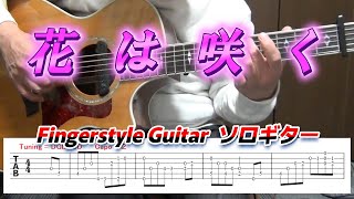 花は咲くソロギターFingerstyle GuitarTAB [upl. by Drofliw]