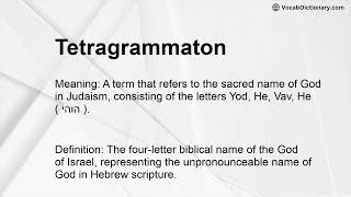 Tetragrammaton Meaning [upl. by Reerg]