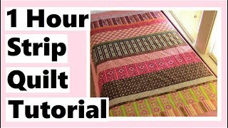 Easy 1 Hour Strip Quilt Tutorial [upl. by Ardnaid]