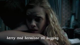 harry and hermione all hugging in the harry potter scenes [upl. by Nnylrebma]