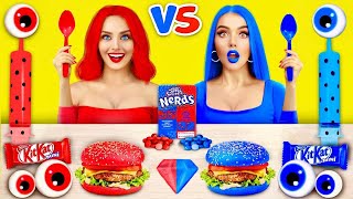 Red VS Blue Food Challenge  Mukbang with Only 1 Color Food for 24 Hours by RATATA BOOM [upl. by Sprague]