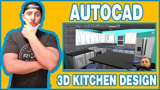 AUTOCAD 2020  3D KITCHEN AND CABINET DESIGN PART 1 [upl. by Ursulette]