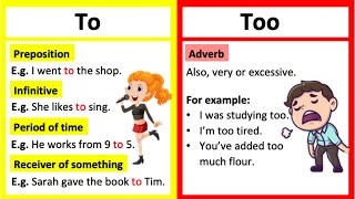 TO vs TOO 🤔  Whats the difference  Learn with examples [upl. by Halilad179]