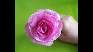 Cómo hacer Rosa de papel crepe fácil DIY Cómo hacer flores [upl. by Annaegroeg]