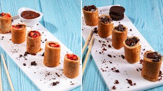 Delicious Chocolate Sushi Crepe Rolls [upl. by Laddy]