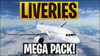 Microsoft Flight Simulator 2020  How To Add Airline Liveries Mega Pack x70 [upl. by Ailedroc]