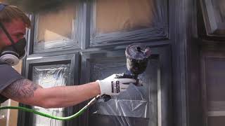 HPS LTD Spray painting a PVC window RAL 7016 Anthracite Grey [upl. by Enyrehtak]