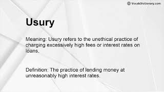 Usury Meaning [upl. by Aveneg93]