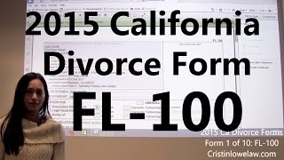 Filing California Divorce Forms Form 1 of 10 the FL100 [upl. by Yenrab]