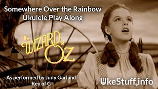 Somewhere Over the Rainbow Wizard of Oz Ukulele Play Along [upl. by Ahtnammas]