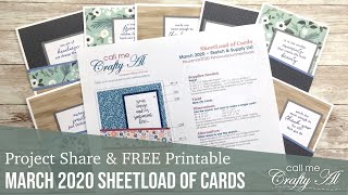 March 2020 SheetLoad of Cards  Debut amp FREE Printable [upl. by Ramin952]