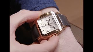 New Cartier Santos Chronograph Watch HandsOn  SIHH 2019  aBlogtoWatch [upl. by Latoya520]