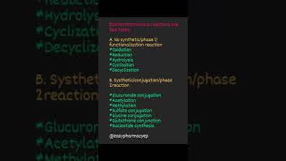 non synthetic phase 1 functionalization reactionsynthetic phase 2 conjugation reactionmetabolism [upl. by Charleton]