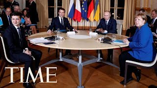 Russia President Putin And Ukraine President Zelensky Sit Down For Peace Talks For First Time  TIME [upl. by Deuno]