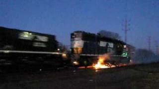 Norfolk Southern Locomotive ON FIRE [upl. by Lennod870]