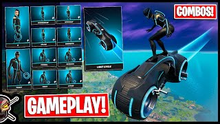 TRON Skins in FORTNITE LIGHT CYCLE Glider  Gameplay and Combos [upl. by Naldo518]