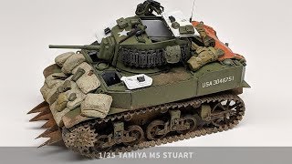 My first tank build 135 Tamiya M5 Stuart [upl. by Ocnarfnaig]