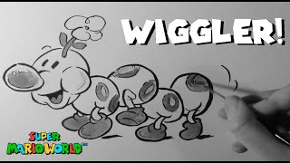 WIGGLER from Super Mario World DRAWING [upl. by Nahtanhoj]