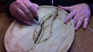 Woodburned Feather  Pyrography Art [upl. by Weight]