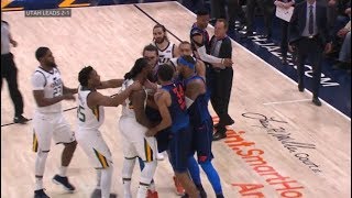 OKC Thunder vs Utah Jazz  All 11 fightbrawl scenes  ugliest game in years [upl. by Vassar]