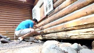 Log Cabin Rotting Log Restoration [upl. by Ahseiat]