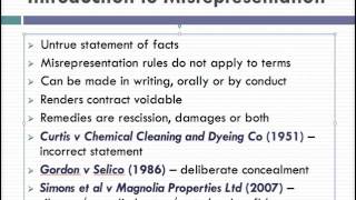 Misrepresentation Lecture 1 of 4 [upl. by Camus]