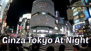 Ginza Tokyo At Night  Luxury Stores In Tokyo [upl. by Hgielek699]