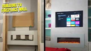 DYI  How to Build a Recessed TV Fireplace Wall From Scratch  Part 2 [upl. by Eenram]