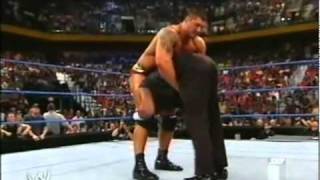 Batistas first batista bomb on Smackdown [upl. by Nehtanoj232]