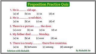 Preposition objective questions  Preposition in english grammar  Prepositions practice exercises [upl. by Hasty]