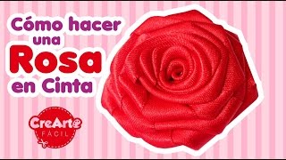 Cómo hacer una rosa en cinta fácil  How to make a ribbon rose DIY [upl. by Nnylrac]