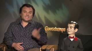 GOOSEBUMPS Interview Jack Black and Slappy The Dummy [upl. by Ahseid550]