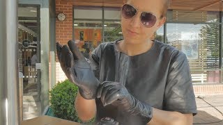 Leather gloves putting on [upl. by Moguel]