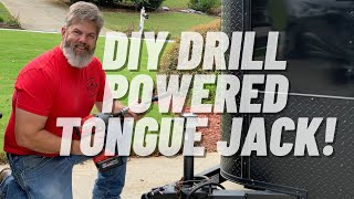 DIY DRILL POWERED TONGUE JACK FOR A TRAILER [upl. by Alsi421]