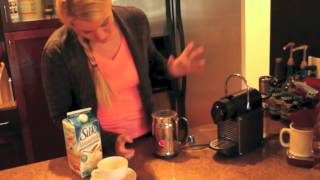 Nespresso Aeroccino Plus Frother Review Frothing Almond Milk [upl. by Enyala]